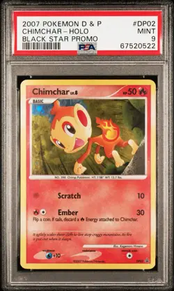2007 POKEMON DIAMOND & PEARL BLACK STAR PROMO #DP02 CHIMCHAR-HOLO PSA 9 Swirl - Image 1