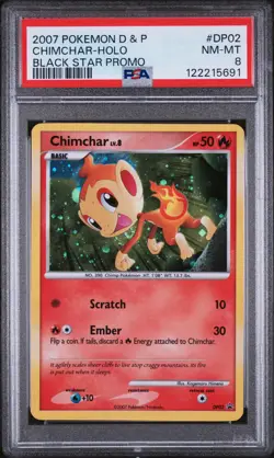 2007 POKEMON DIAMOND & PEARL BLACK STAR PROMO #DP02 CHIMCHAR-HOLO PSA 8 - Image 1