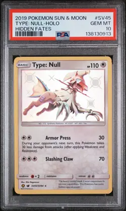 2019 POKEMON SUN & MOON HIDDEN FATES #SV45 TYPE: NULL-HOLO PSA 10 - Image 1