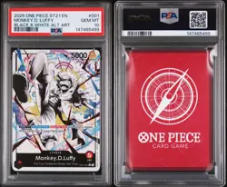 2025 One Piece English Monkey D Luffy ST21-001 Black & White Alt Art PSA 10 GEM - Image 2