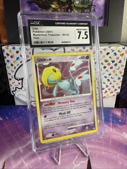 Uxie 18/123 SWIRL HOLO RARE Mysterious Treasures Pokemon Card 083 CGC 7.5 NM+ - Image 2