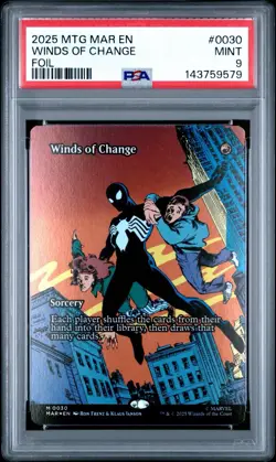 2025 MTG MARVEL'S SPIDER-MAN: SOURCE MATERIAL #0030 FOIL WINDS OF CHANGE PSA 9 - Image 1