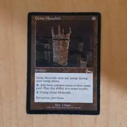 Wizards Grim Monolith Artifact Urza's Legacy Rare Regular Chippy MTG 1999 - Image 1