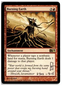 MTG Burning Earth - Magic 2014 (M14) Ink Stained Moderately Played English - Image 1