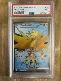 Zapdos Ex 192/165 Full Art - Pokemon TCG Scarlet & Violet 151 - PSA 9 - Image 1