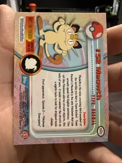 LP! BLACK Label Meowth #52 1999 Topps Pokemon TV Animation Series Nm - Image 2