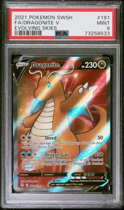 Dragonite V Full Art 2021 Pokemon SWSH Evolving Skies #191 PSA 9 - Image 1