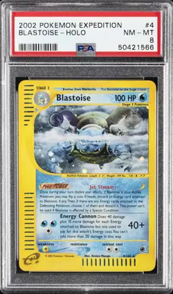 2002 POKEMON EXPEDITION #4 BLASTOISE-HOLO PSA 8 - Image 1