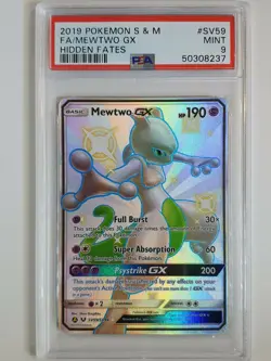 2019 Pokemon Mewtwo GX SV59/SV94 Full Art Hidden Fates - PSA 9 - Image 1