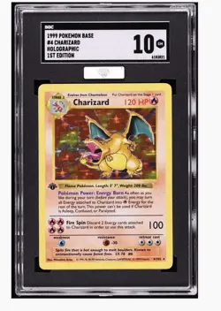 Pokemon Charizard 004/102 1st Edition Base Set Shadowless Holo SGC 10 1999 - Image 1