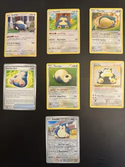 Pokemon Cards Lot of 7 #22 Holos Reverse Holo and various non holos Snorlax lot - Image 2