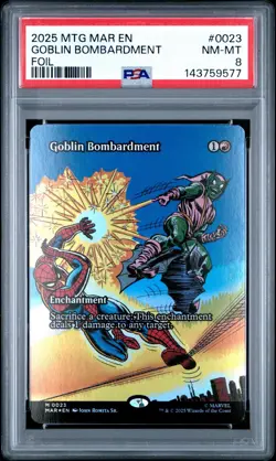 MTG Spider-man - Goblin Bombardment FOIL, #0023 - Borderless MAR PSA 8 - Image 1