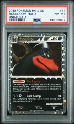 2010 POKEMON HEARTGOLD & SOULSILVER UNDAUNTED #82 HOUNDOOM-HOLO PSA 8 - Image 1