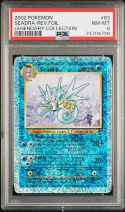 PSA 8 REVERSE FOIL Seadra Legendary #63 Holo Pokemon 2002 MINT - Image 1