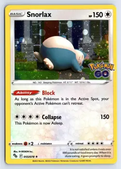 SNORLAX 055/078 COSMOS HOLO RARE POKEMON GO POKEMON NM - Image 1