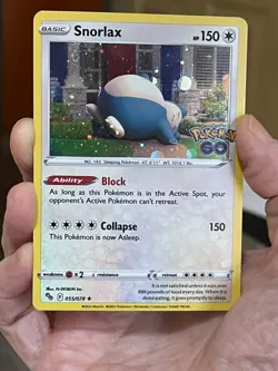 POKEMON SNORLAX 055/078 RARE COSMOS HOLOFOIL WITH 2 SWIRLS POKEMON GO NM CARD - Image 1