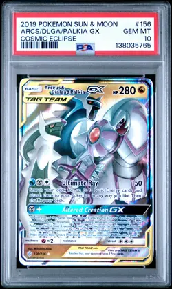 Pokemon Cosmic Eclipse #156 Arceus Dilalga Palkia Gx PSA 10 - Image 1