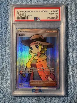 2019 Pokemon Sun & Moon Hidden Fates Full Art Lady #SV86 PSA 10 GEM MINT - Image 1