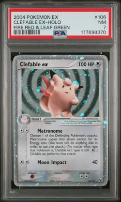 2004 Pokemon Fire Red & Leaf Green Clefable EX Holo 106 PSA 7 - Image 1