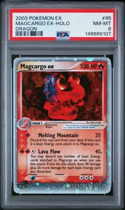 Pokemon Magcargo ex 95/97 Dragon Holo PSA 8 NM-MT - Image 1