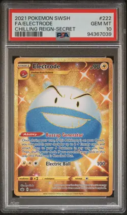 2021 POKEMON SWORD & SHIELD CHILLING REIGN SECRET #222 FULL ART/ELECTRODE PSA 10 - Image 1