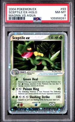 2004 POKEMON EX TEAM MAGMA VS TEAM AQUA #93 SCEPTILE EX-HOLO PSA 8 - Image 1