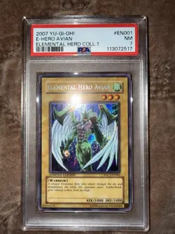 Konami Yu-Gi-Oh! Elemental HERO Avian Secret Rare EHC1-EN001 PSA 7 Holo - Image 1
