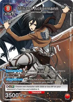 Mikasa Ackermann Alternate Art Foil - UE10BT/AOT-1-088 NM - Union Arena - Image 1
