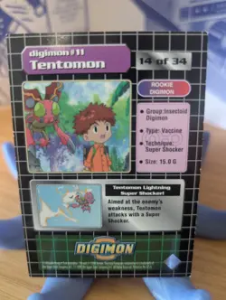 Tentomon 14 of 34 ~Digimon TCG Upper Deck 1999 Animated Series Holo Foil Card LP - Image 2