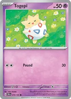 Togepi SV08: Surging Sparks 070/191 NM English Pokemon Card - Image 1