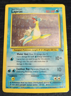 Lapras 10/62 Holo Rare Fossil UNLIMITED DAMAGED Pokemon Card - Image 1