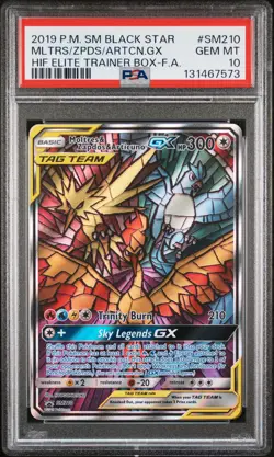 2019 POKEMON SM BLACK STAR PROMO FULL ART/MOLTRES & ZAPDOS & ARTICUNO GX PSA 10 - Image 1