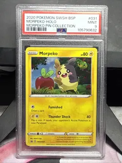 2020 Pokemon SWSH BSP Morpeko Holo Morpeko Pin Collection PSA 9 - Image 1