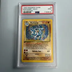 1999 Pokemon Machamp Holo 1st Edition Base Set #8/102 Holo Rare PSA 9 TCG - Image 1