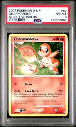 2007 POKEMON DIAMOND & PEARL SECRET WONDERS #82 CHARMANDER PSA 8 SECRET WONDERS - Image 1