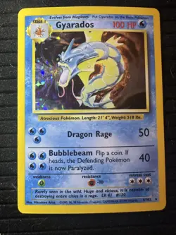 Pokemon Gyarados Holo Rare #006/102 Base Set 100 HP Dragon Rage Bubblebeam Engl… - Image 1