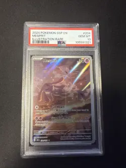 Pokemon TCG Mesprit 204/191 Surging Sparks Illustration Rare Card, PSA 10 Gem MT - Image 1