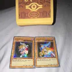 Konami Yu-Gi-Oh! TCG Dark Magician Girl Holo 2 Card Lot w/ Millennium Puzzle Box - Image 1