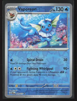 Vaporeon Rare SV: Scarlet & Violet 151 134/165 NM Pokemon Card Reverse Holo - Image 1