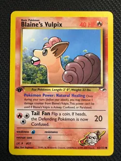 Blaine's Vulpix 1st Ed 65/132 Gym Challenge WOTC Card LP - Image 1