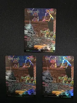 Magic MtG: *Borderless* Trouble in Pairs TMNT FOIL X3 Copies - Image 1