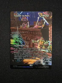 Magic MtG: *Borderless* Trouble in Pairs TMNT FOIL X3 Copies - Image 2