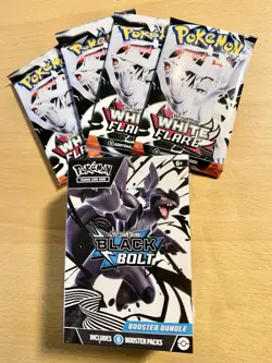 Pokemon TCG SV Black Bolt Booster Bundle x6 Packs & White Flare x4 Packs Lot - Image 1