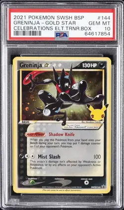 2021 POKEMON SWSH BLACK STAR PROMO #144 GRENINJA-GOLD STAR PSA 10 - Image 1