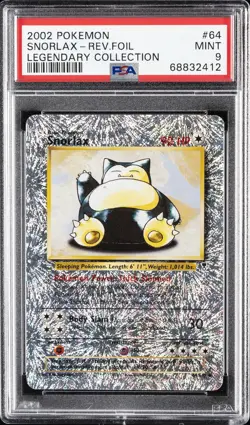 2002 POKEMON LEGENDARY COLLECTION #64 SNORLAX-REVERSE FOIL PSA 9 - Image 1