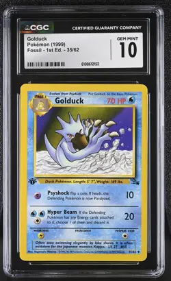 CGC 10 - 1999 Pokemon Fossil 1st Edition Golduck #35 - Non Holo - Image 1