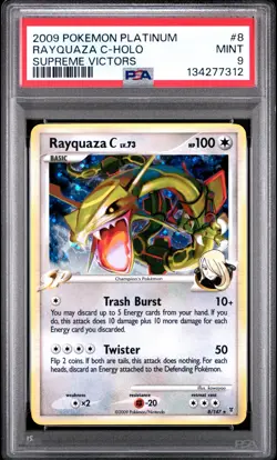 2009 Pokemon Platinum Supreme Victors Rayquaza C 8/147 Holo PSA 9 Mint - Image 1