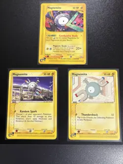 MAGNEMITE 3 Card Lot Bundle Of Aquapolis #90 + Ex Dragon #62,63 Vintage Ereaders - Image 1
