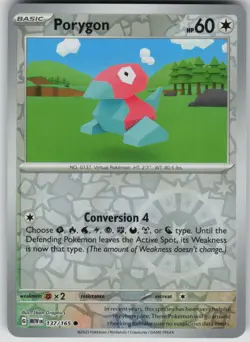 Pokemon TCG Porygon Common Reverse Holo SV: Scarlet & Violet 151 137/165 - Image 1