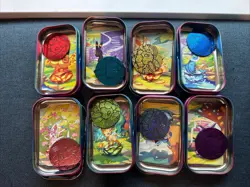 Set of Prismatic Evolutions EMPTY Mini Tins With Pokemon art card/coin- Lot Of 8 - Image 2